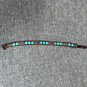 Chan Luu Leather Bracelet, Turquoise Round Bead, Sterling Silver Toggle